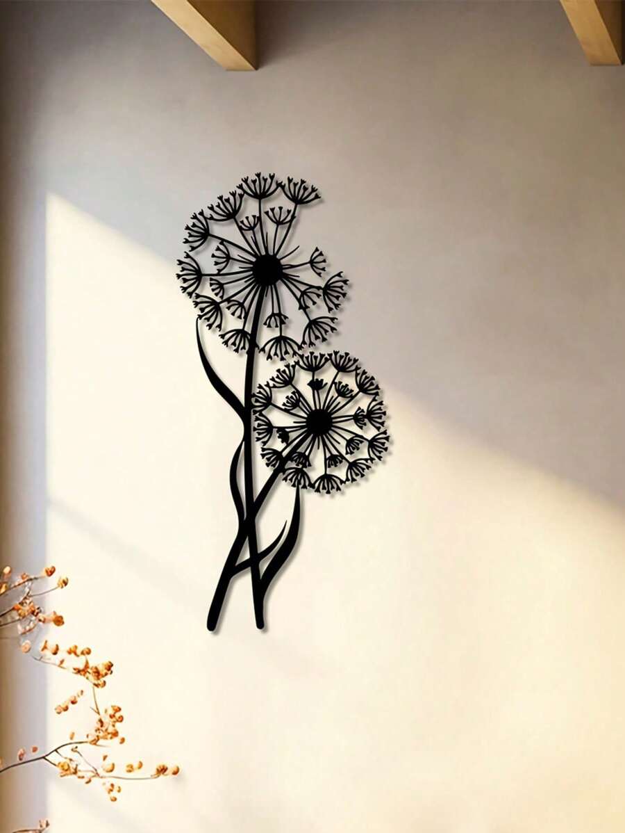 1 pièce Décoration murale en métal, pissenlit, 30 cm x 18,5 cm, design de graines volantes, décoration de maison moderne créative, sculpture murale unique, convient pour la décoration de la maison et de la cuisine, décoration murale en métal, cadeau idéal pour une pendaison de crémaillère