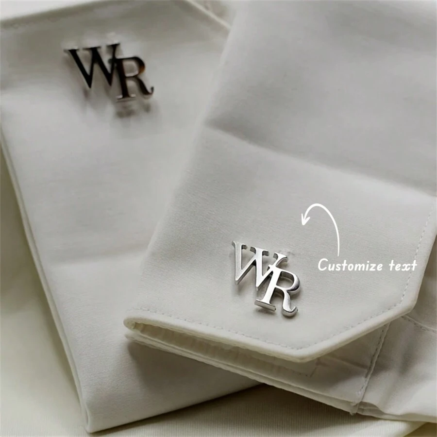 2pcs Custom Two-Letter Men's Cufflinks, Stainless Steel Personalized Cufflinks, Men's Suit Shirts, Wedding Business, Father's Day Gifts