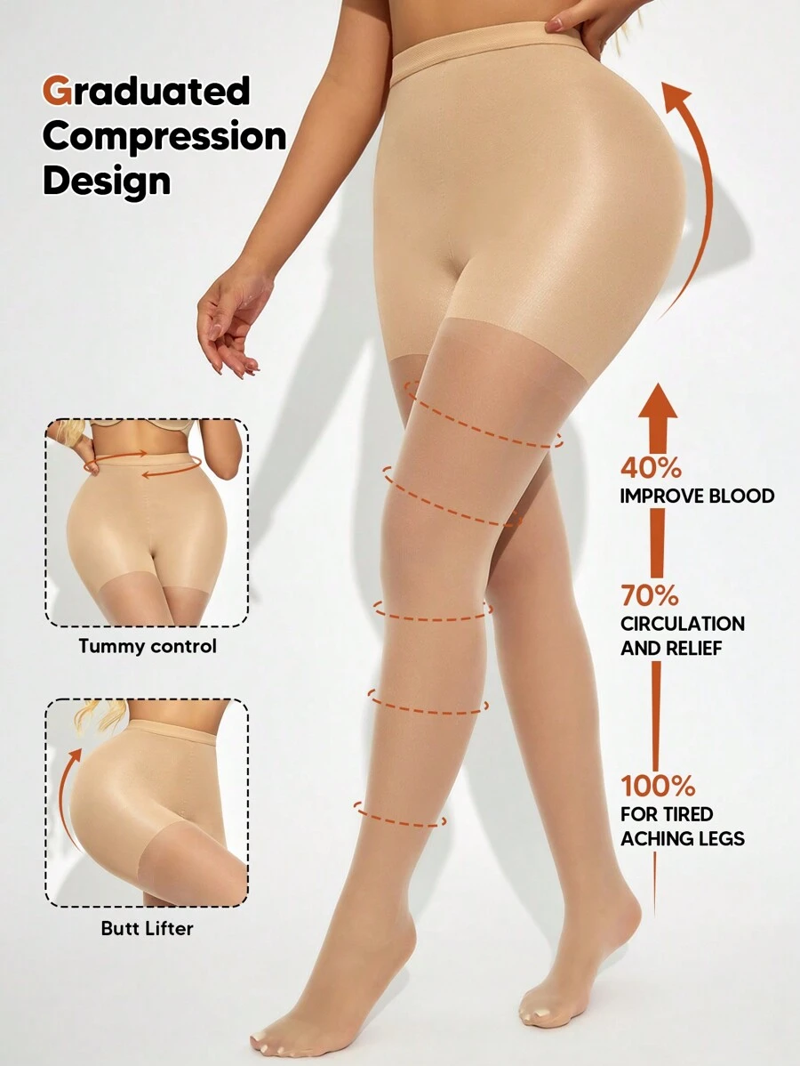 Un par de medias y pantimedias de presión abdominal para mujer
