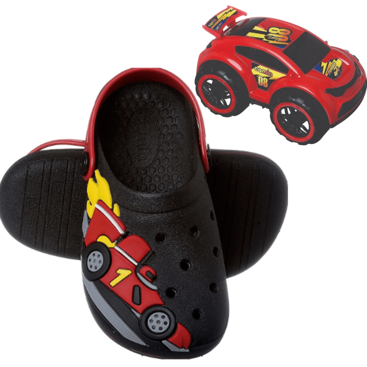 Kit Babuche + Carrinho Masculina Infantil Menino Camin Calçados Promoção