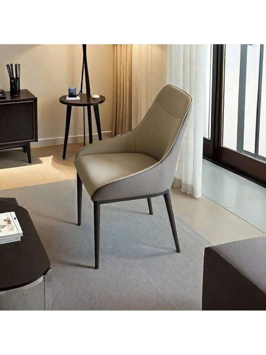 Dining Chair Modern PU Leather Dining Room Chair ,Set Of 2,With Sturdy Metal Legs, Sturdy And Durable Construction,Upholstered Seat, Dinner Chairs ,Accent Side Chairs ,Suitbale For Indoor,Kitchen, Living Room,Black And White.,DreamDecor