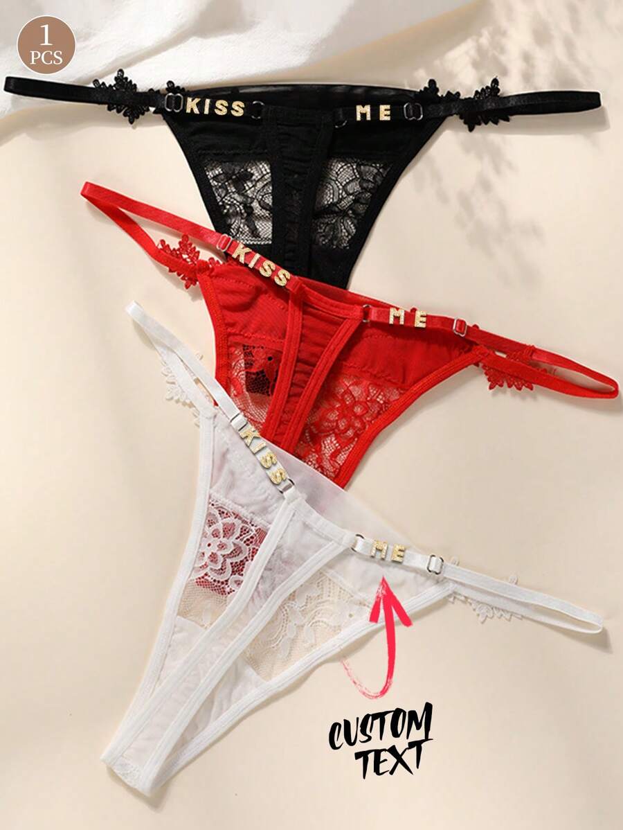 1-Piece Custom Christmas Ladies Sexy Lace Crotch Mood Low Waist Thong Underwear For Women