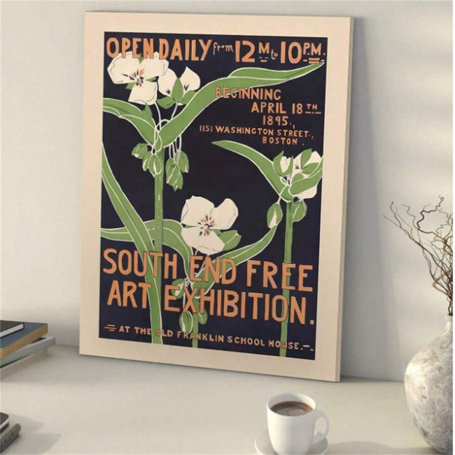 1 pièce Affiche sur canevas à motif floral de style Art Nouveau - Décoration murale rétro pour la maison et la pièce - Affiche d'art parfaite pour la décoration d'intérieur, la salle de bain, la chambre à coucher, le bureau, le salon (sans cadre)