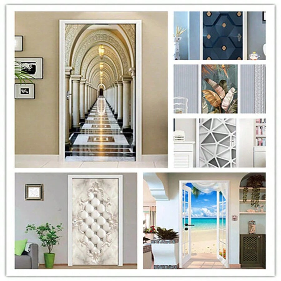 Custom Modern Refrigerator Door Sticker PVC 3D DIY Self-Adhesive Abstract Fashion WallpaperBedroom Kitchen Bathroom Entrance Living Room Art Poster Mural Stickers Home Personalised Stickers
