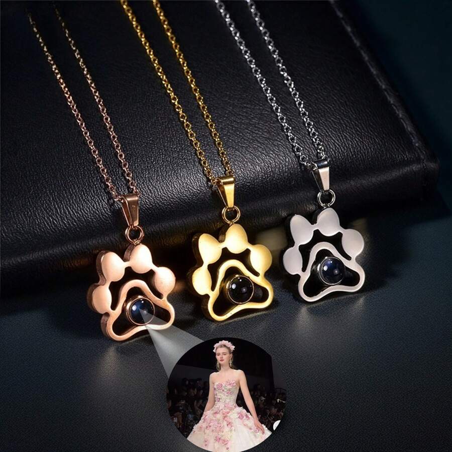 Collar personalizado con foto de mascotas, impresión de patita, nano proyección, regalo de fiesta, graduación, cumpleaños