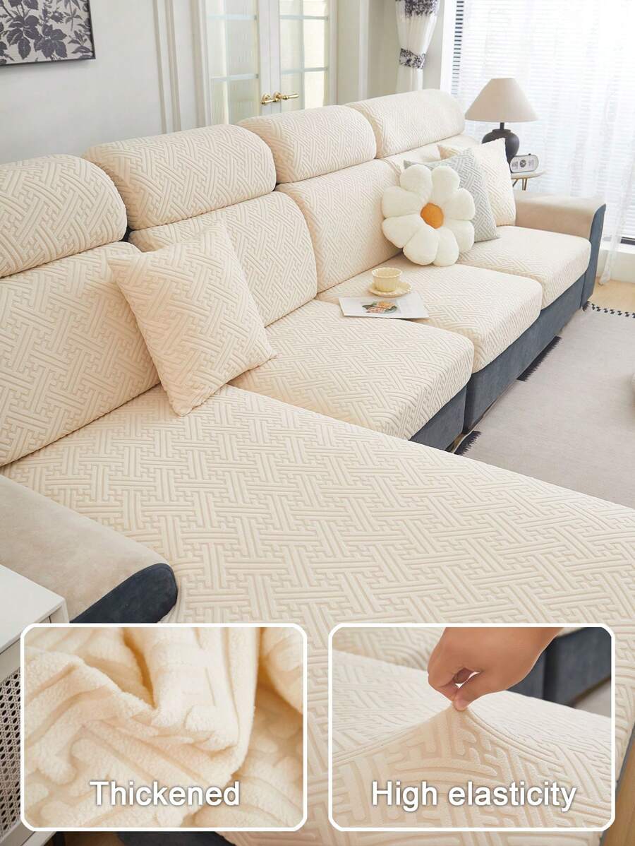 1PC Jacquard Sofa Cushion Cover Living Room Short Plush Sofa Cover Pet Elastic Sofa Protective Cover Home Decoration