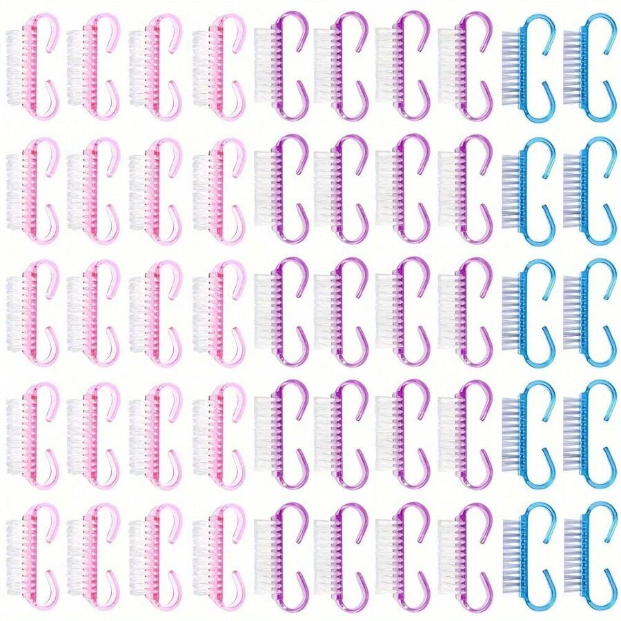 50 Pcs Nail Brush Dust Brush Semi Transparent Dust Brush Nail Cleaning Brush Plastic Brush Set, Ideal For Professional Nail Salon And Home Use