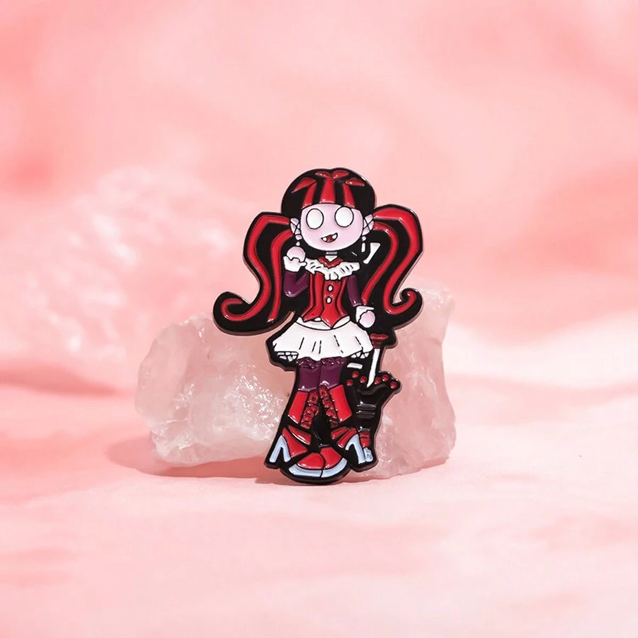1pc Dark Cute Girl Badges, Embellish Your Personalized Outfit Dress Accessories Pin For Clothes Bag Charm School