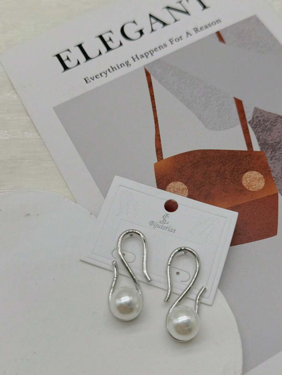 Brinco feminino design de linha com pérola vintage luxo elegante da moda