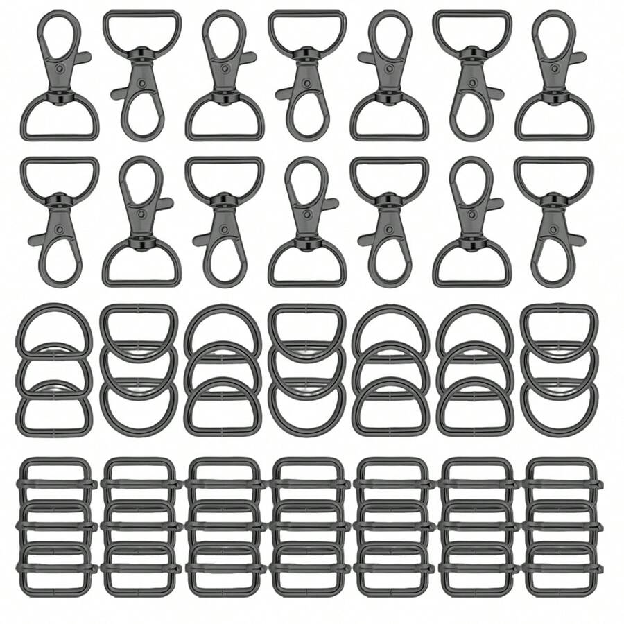 30/45/60 pièces Kit d'accessoires en métal comprenant mousquetons pivotants, anneaux en D et fermoirs à rotule argentés pour sacs, portefeuilles, laisses et DIY