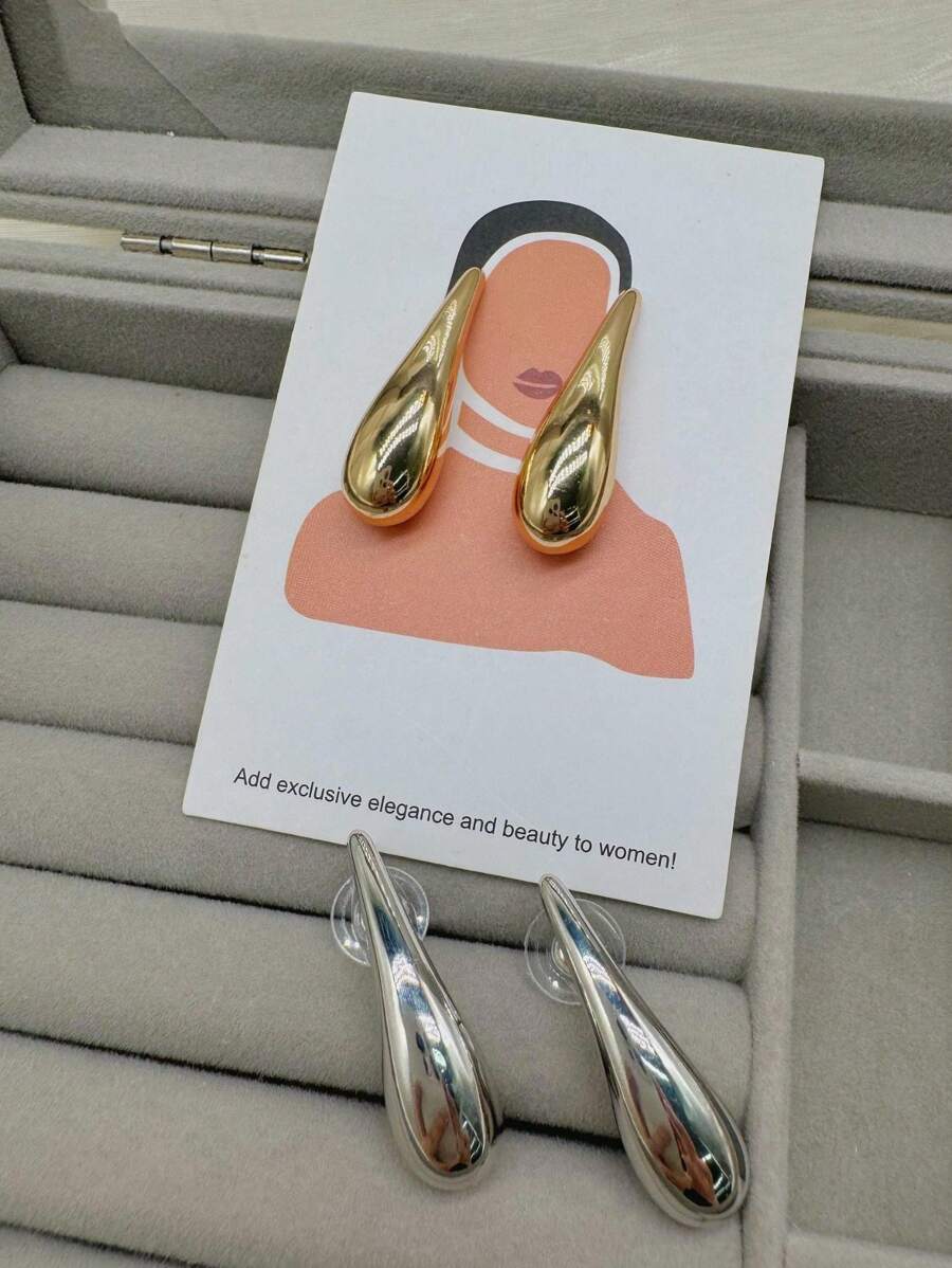 Brincos Formato de Gotas Long geométricos simples e da moda, vintage luxo elegante