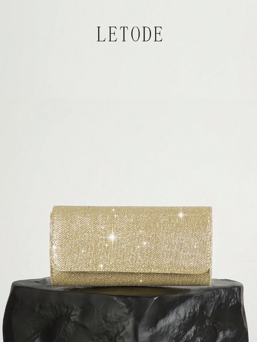 LETODE Glitter Elegant Envelope Clutch Clutch Women Evening Bridal Wedding Purse For Women Prom With Detachable Metal Chain For Wedding And Party Clutch For Ladies Bag Versatile Handheld Bag Cocktail Party Wedding New Wallet Banquet Bag