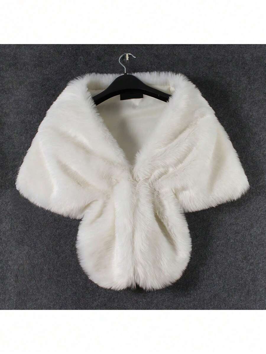 1 pieza Elegante chal de novia de mujer de piel sintética larga para cubrir, accesorio de ropa para mantener el calor