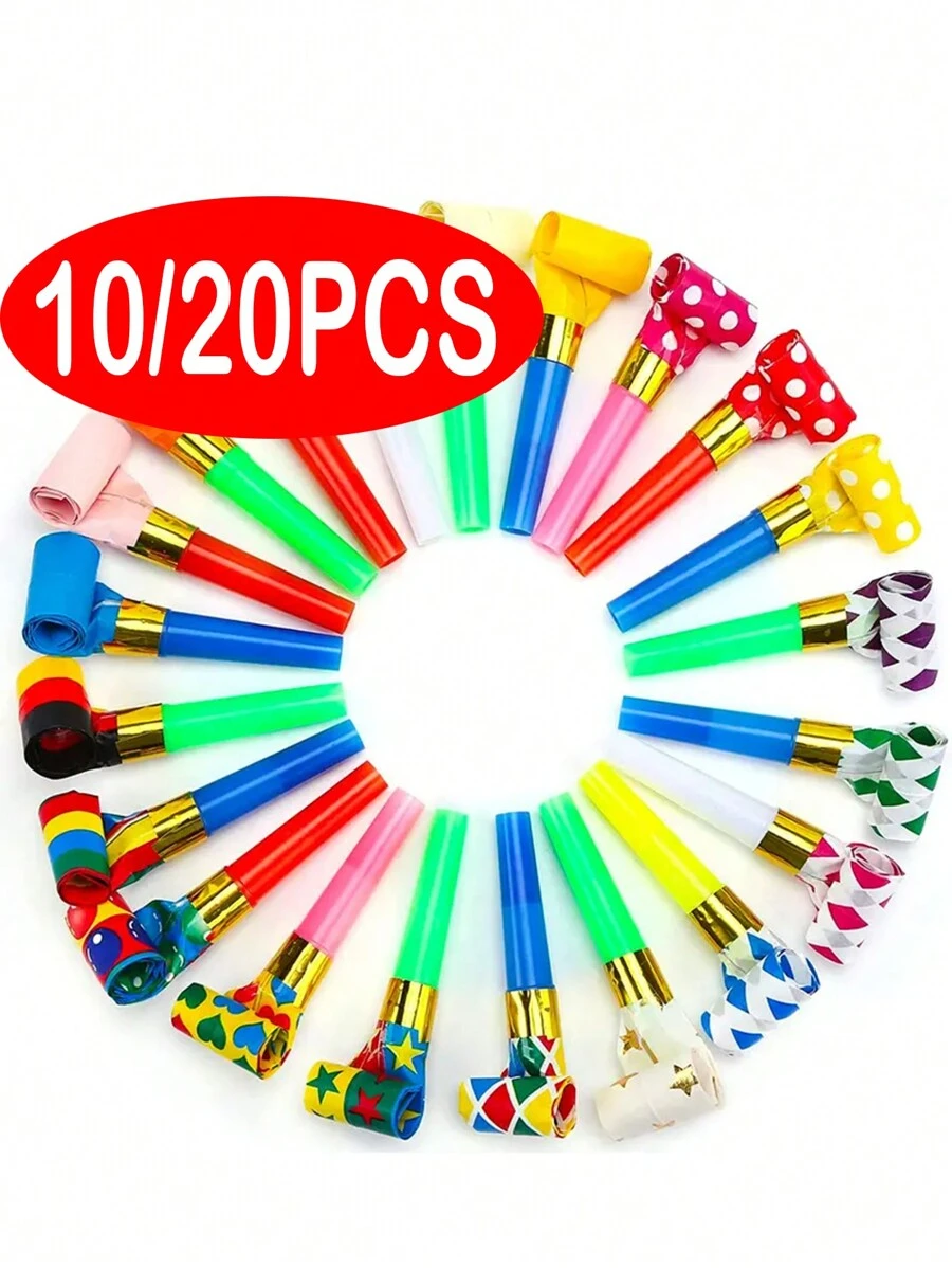 10/20pcs Colorful Party Whistles, Noisemakers For Birthday, New Year Celebration, Party Favors
