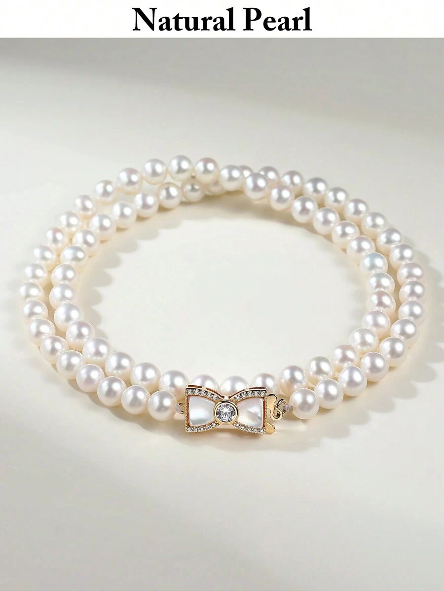 mufan 1pc Natuurlijke gekweekte zoetwaterparelketting, 925 sterling zilver hypoallergeen, geschikt voor dagelijks gebruik, dates, feesten, reizen, bruiloften, luxe sieraden cadeau met geschenkdoos voor vrienden
