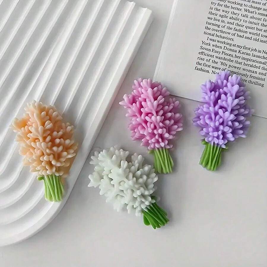 1 pieza de molde de silicona con diseño floral de lavanda. Moldes de flores hechos a mano, excelentes para la decoración de velas de boda, fiesta de cumpleaños, joyería DIY, accesorios, jabón, velas aromáticas, vasos de cera, yeso, resina y manualidades de arcilla polimérica. Fácil desmoldeo. Suministros para hacer regalos de decoración del hogar para graduación, fiesta de cumpleaños y decoración de festivales.