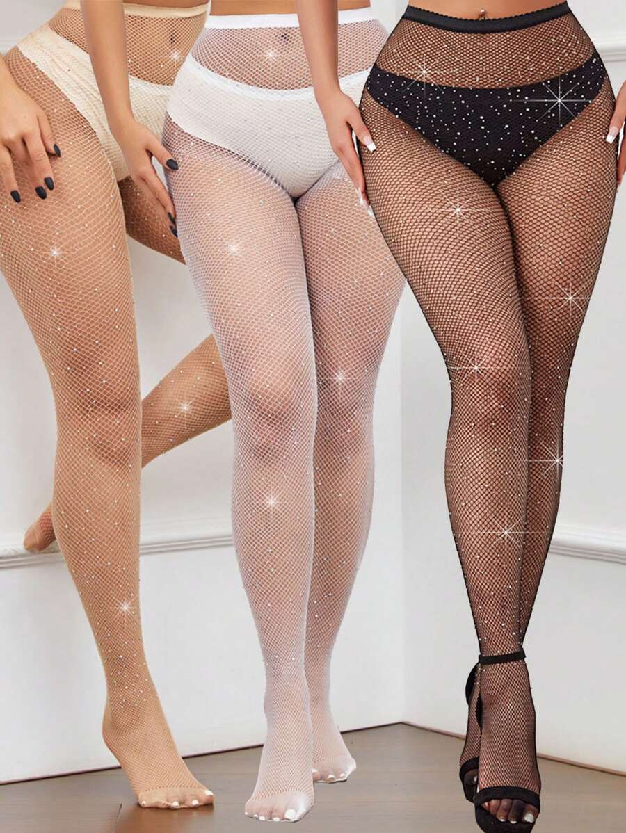 1/3pcs Sexy Glitter Studded Fishnet Pantyhose/Tights
