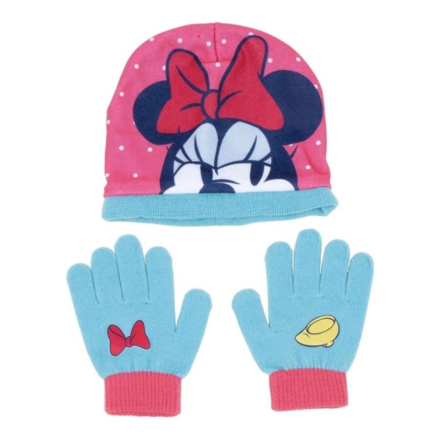 Disney Ensemble bonnet/gants enfant 51/54 Minnie Mouse "Lucky" Ensemble hiver chaud et doux | Ensemble bonnet et gants Avengers tricotés modernes, idéal pour les journées d'hiver