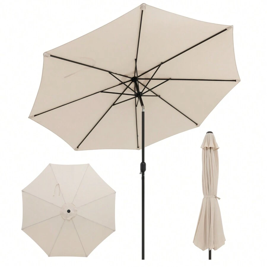 Lifezeal 10 FT Patio Umbrella Patio Market Steel Tilt W/ Crank Outdoor Yard Garden