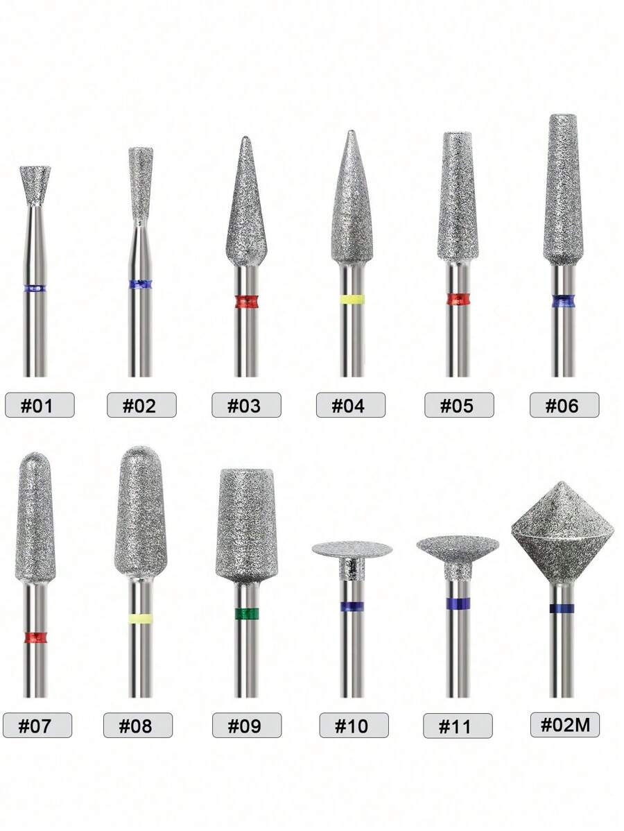 New Acrylic Nail Drill Bit 1pc Nail Drill Machine Accessories Medium Diamond Nail Drill Milling Cutter Nail Art Drill Bit Cuticle Clean For Manicure Nail Files Electric Mills Burr Grinder Tool
