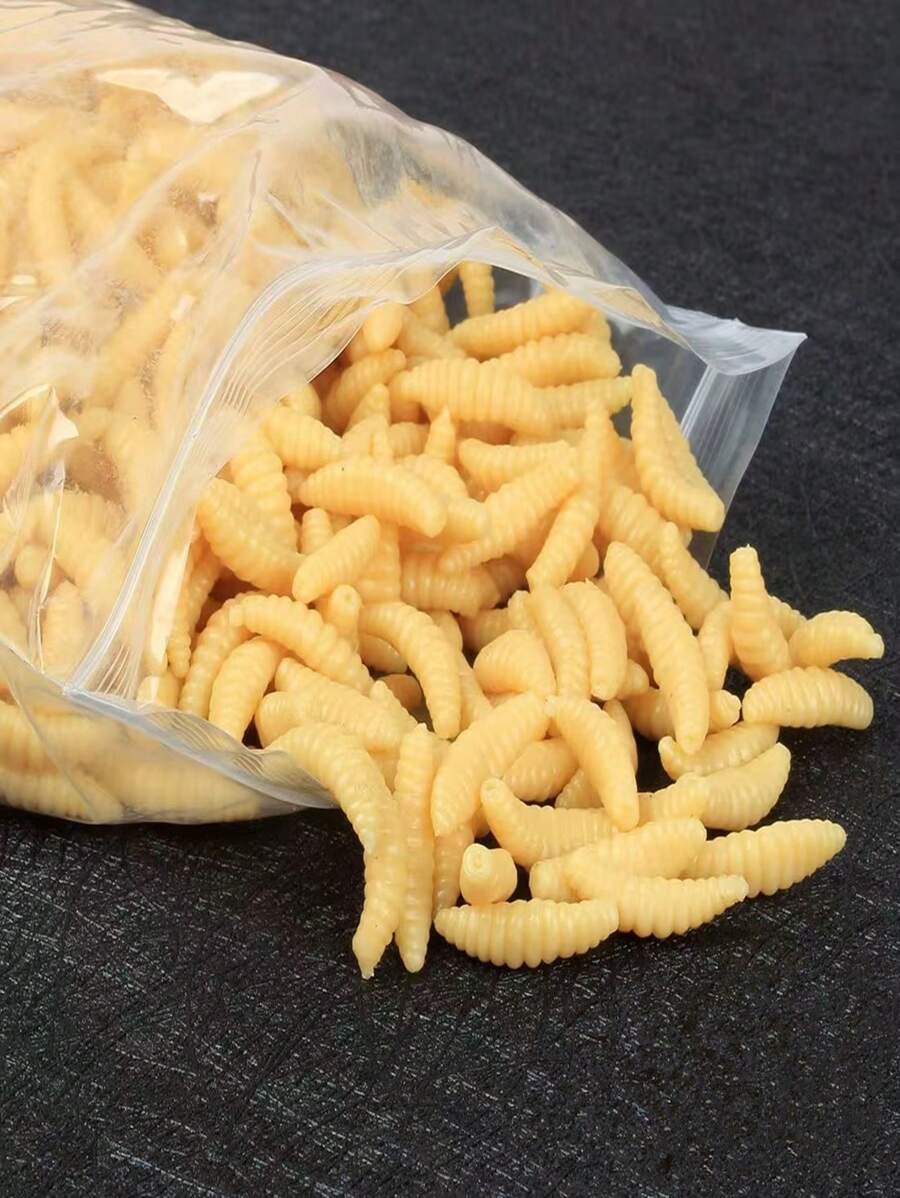 100 peças Isca Macia Tipo Minhoca de Milho, Isca Simulada de Minhoca de Pão, Minhocas Macias Biônicas como Acessórios de Iscas de Pesca para Carpa-Capim, Carpa, Carpa-Prussiana