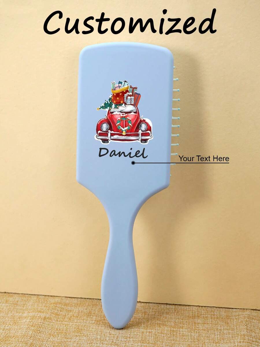 1 Pc Personalised Custom Comb,Large Square Air Cushion Comb With Handle, Detangling Hairbrush, Suit For Women Men And Kids , Detangling Haircomb For Massaging Scalp,Thin/Curly/Dry Hair,Customized Colorful Pattern&Name,Friend Gift Family Gift Hairbrush Kid Gift,Girl's Gift,Bridesmaid Gift,Christmas Gift,Merry Christmas