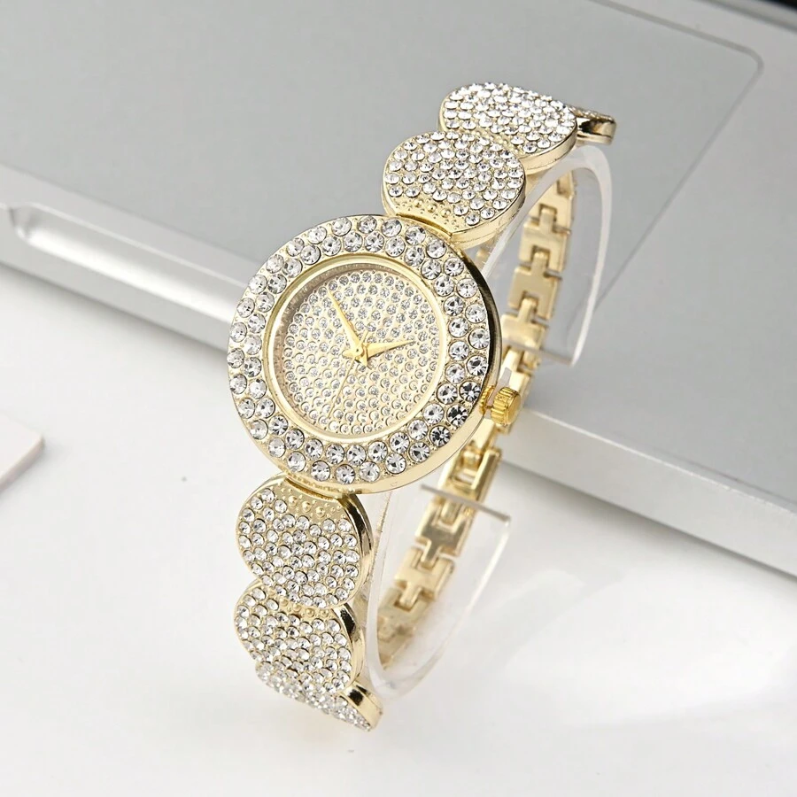 1pc Business Starry Rhinestone Decor Elegant Fashion Bracelet Watch