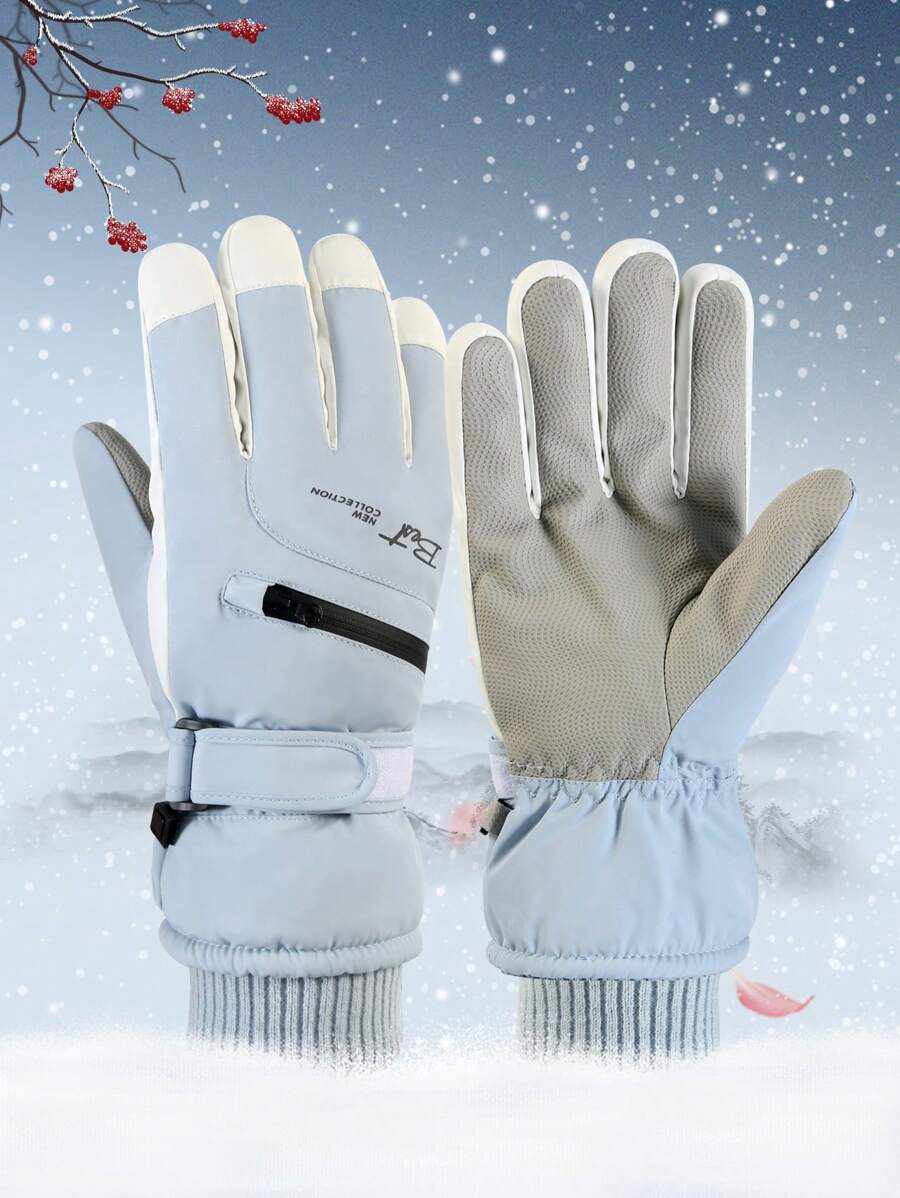 1 Paio di guanti invernali da uomo e donna, caldi, termici, impermeabili, adatti per lo sci, lo snowboard, il ciclismo e le attività all'aperto in inverno, con funzione di riscaldamento delle mani