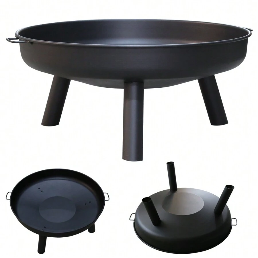 Joparri Feuerschale Ø 80 cm , Flammlachs inkl. Edelstahlhalterungen, Große Feuerstelle für den Garten, Terrasse, Party