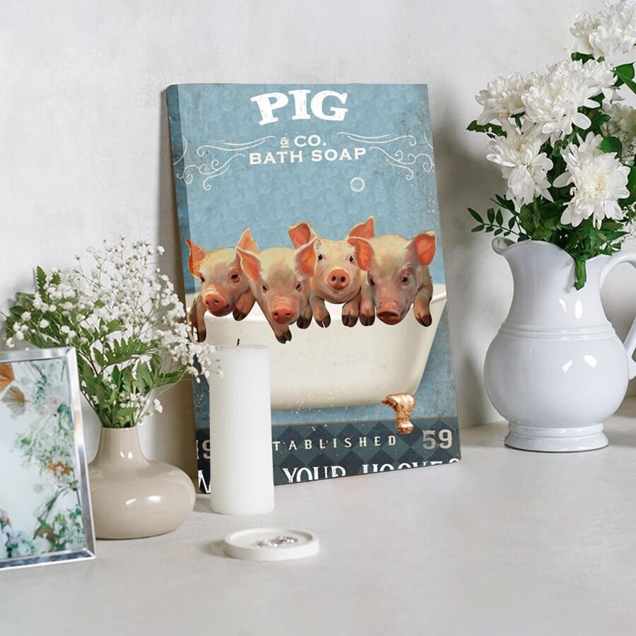 1Pc Framed Pig Canvas Painting Wall Art Poster Canvas Print Poster Artwork Wall Art Painting Decorative Painting Living Room Home Decor