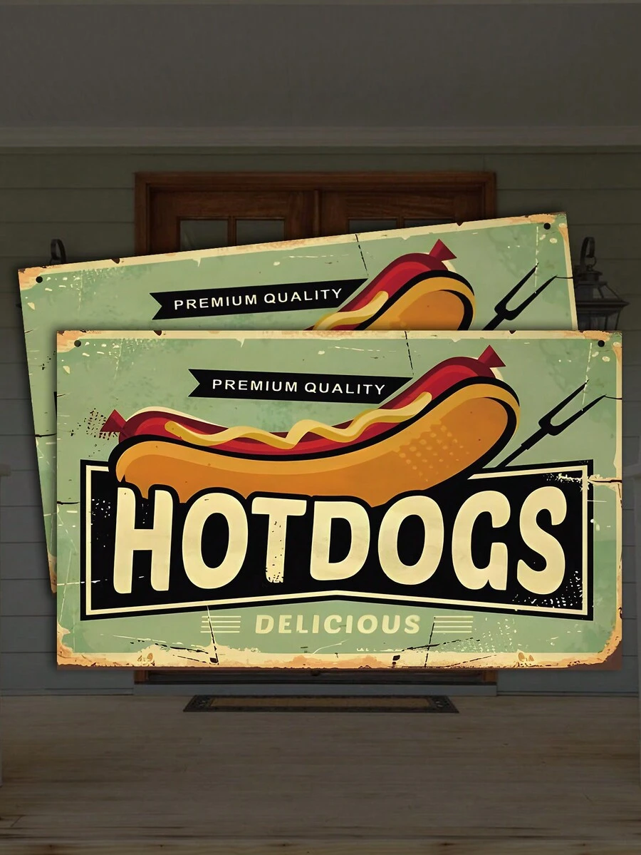 1pc, High Quality Delicious Hot Dog, Food Fast Food Restaurant Poster Decoration, Porch Wall Sign, Merchandise Poster, Wood Material Birthday