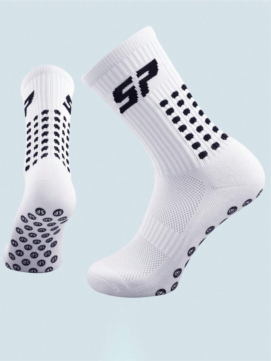 1 Paar Herren Anti-Rutsch Dickkissen Fußball/Basketball Sport Socken mit Grip, für Fitnessstudio