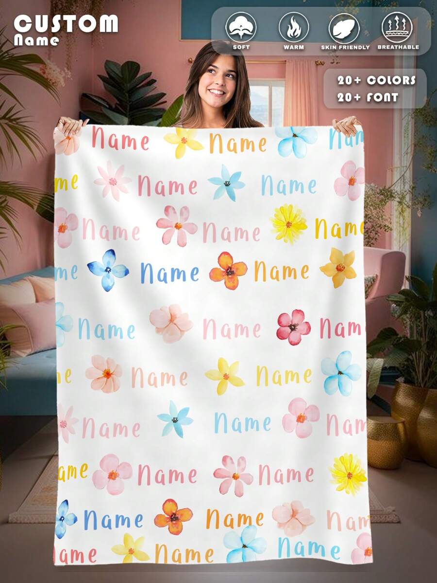 1pc Custom Flannel Photo Blanket For Bed,Personalized Blanket With Text/Photo,Personalized Throws Blanket, Multipurpose Living Room Sofa Outdoor Beach Camping Pet,Name Collage Blanket,Flower Blanket, Personalized Family/Pet/Couple Photo Printed Bedding Blanket, Personalized Christmas Gifts, Mother's Day/Father's Day Gift, Family Gift,Wedding Gift, Birthday Gifts, Gift For Friend, Gift For Her