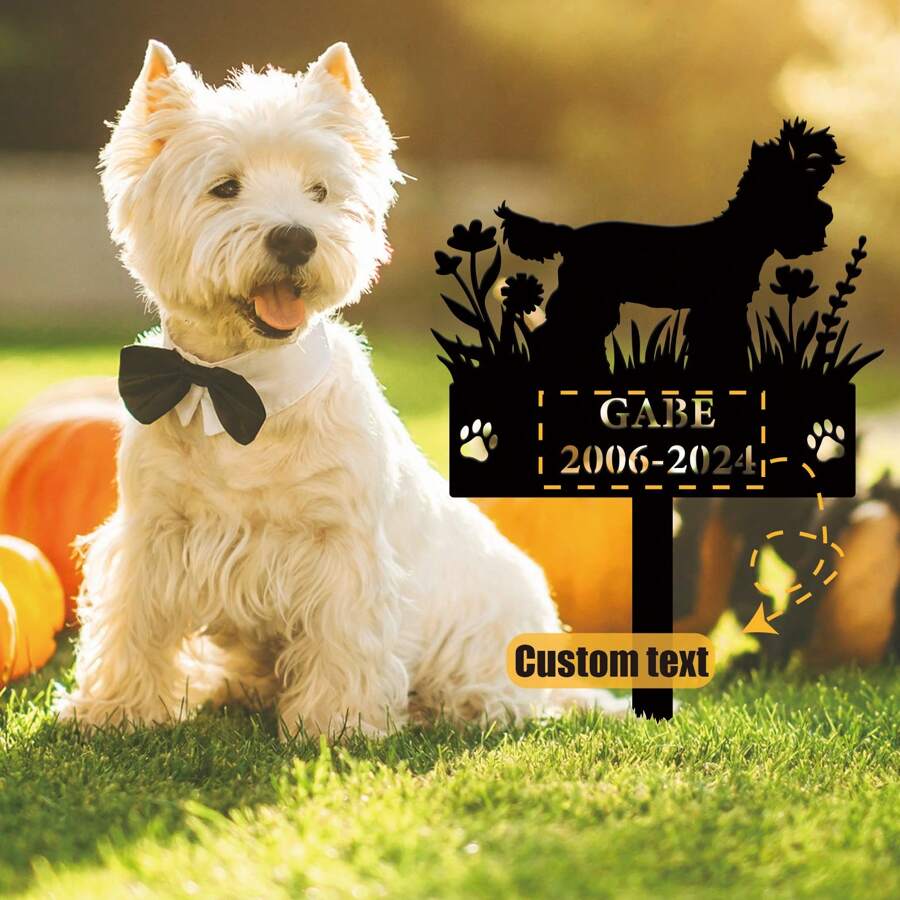 1 Piece Customizable Dog Name Memorial Plaque Stake, Metal Cemetery Signs Black, Condolence Signs, Sturdy And Durable Pet Grave Markers, Yard Decor, Garden Decor, Cemetery Decor, Pet Signs - A Loving Tribute To Your Beloved Dog!