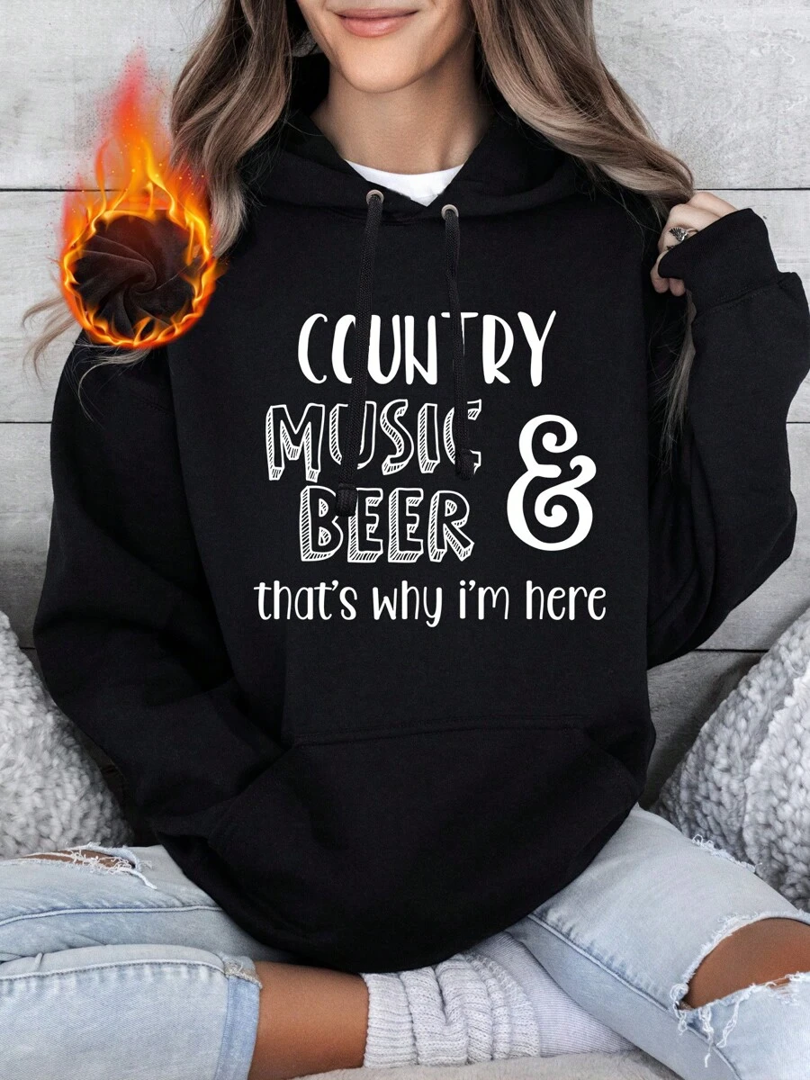 Oversized Style For Women, Country Music And Beer Graphic Hoodie For Men Unisex Fashion Comfortable Casual Wear, Unisex Hoodie For Man And Women, Gift For Her Or Him, A Double-Layer Hood Hoodie, Fleece Lining For Excellent Warmth
