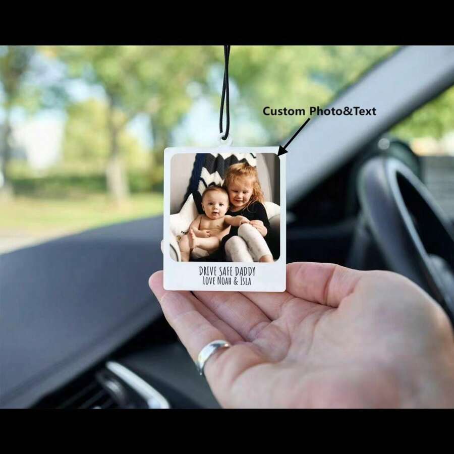 Foto personalizada e texto Etiqueta de carro com foto personalizada, presente de foto de carro pendurada, presente de aprovação no teste de direção, aniversário, dia dos namorados, presente, presente de carro com foto de acrílico
