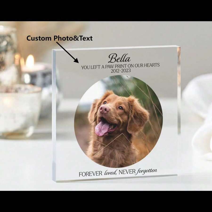 Moldura de foto personalizada para cachorro, lembrança para foto em memória de gato, lembrança para animal de estimação, moldura de foto personalizada para cachorro, placa de acrílico, dia dos namorados, decoração para dia dos namorados, presentes de aniversário e formatura