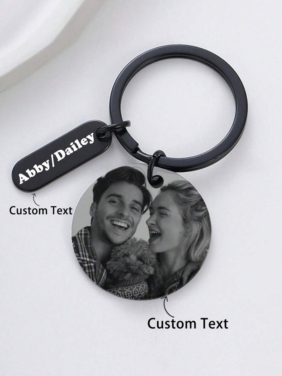 Personalisierter eingravierter runder Schlüsselanhänger für Paar, eingravierter Schlüsselanhänger mit Haustier-Name, Edelstahl Katzen-/Hundeanhänger Personalisierung, geeignet für Katzen, Hunde, Kleintiere, Erinnerungsgeschenk für Paar, Haustiere