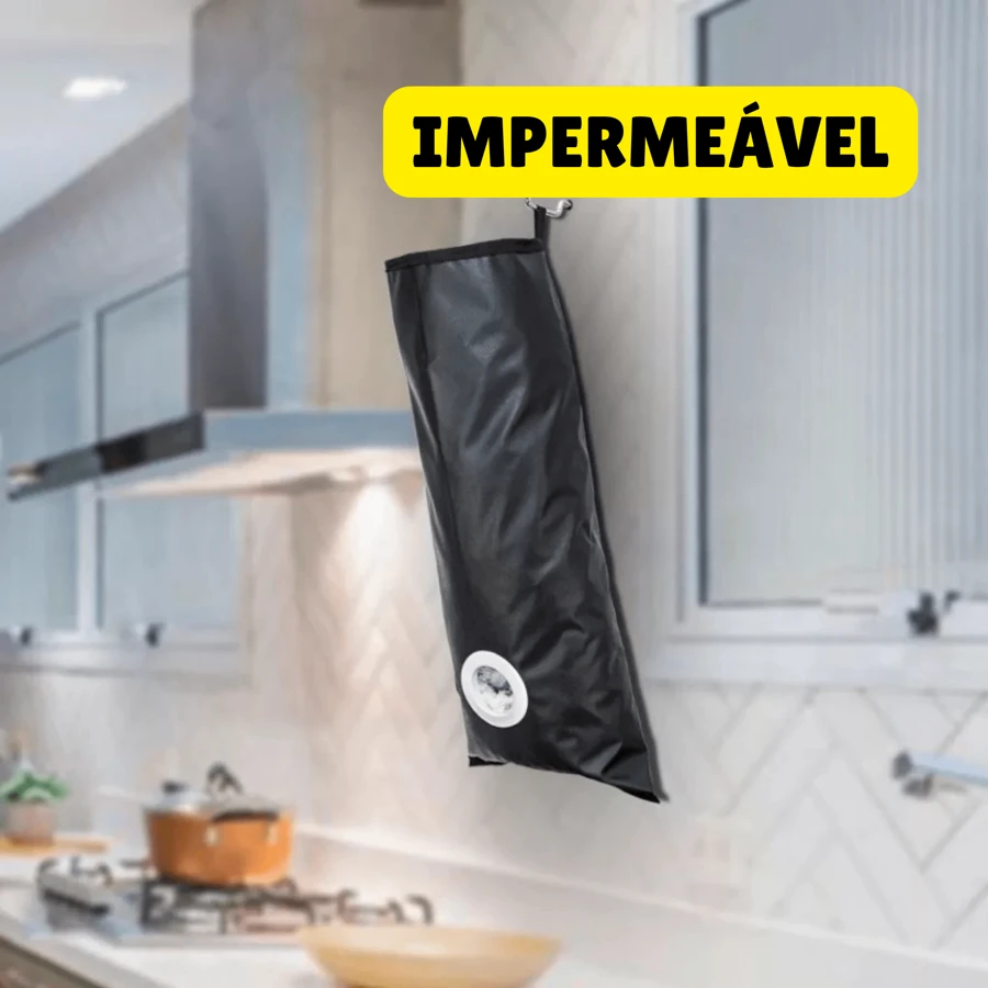 Puxa Saco Porta Sacolas Preto Impermeável Cozinha