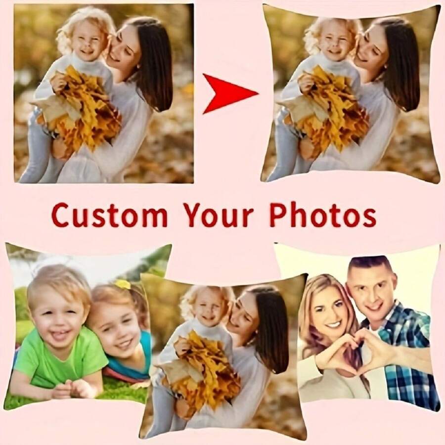 Personalized Photo Pillow Cover - Suitable For Home And Car Decor, Perfect Gift For Best Friends, Couples, Parents, Birthday, Valentine's Day - Machine Washable, Double-Sided Print, Zipper Closure - Ideal For Living Room And Bedroom