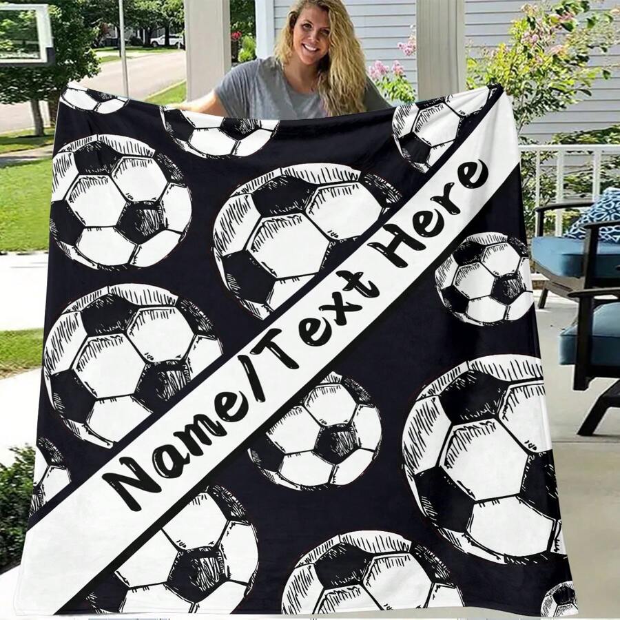 1 pieza Manta personalizable con estampado de fútbol, super suave y cómoda de franela de alta definición con impresión digital, ideal para el dormitorio, sala de estar, sofá, oficina, viaje o como regalo, lavable, ligera, transpirable, acogedora, cómoda, cálida, suave, sencilla, personalizada, única, personalizada, regalos ideales para él, regalos ideales para ella, regalos ideales para novio, regalos ideales para novia, regalos ideales para papá, regalos ideales para mamá, regalos ideales para amigos, regalos ideales para familia, él, ella, novio, novia, papá, familia, mamá, amigos, para aniversarios, para graduaciones, para inauguración de casa, para bodas, para cumpleaños, sofá, cama, coche, salón de té, dormitorio, sala de estar
