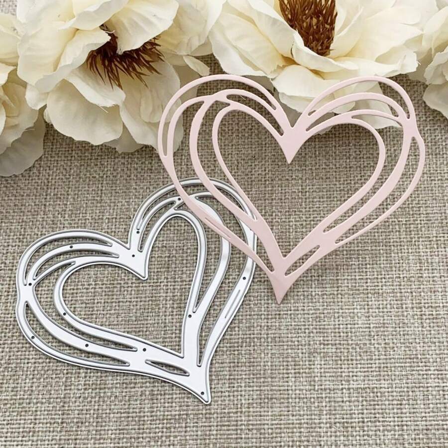 1 Stück Metall-Schneidematrix in Herzform für DIY Scrapbooking, Prägung, handgefertigte Schneide-Vorlage, Geburtstagskarte, Feiertags-Präge-Kartendekoration - Valentinsherz