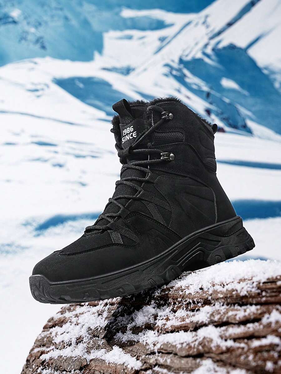 Men's Winter Mountaineering Boots, Super Warm Outdoor Slip-Resistant Waterproof Mountaineering Sports Shoes, Fashionable Casual Men's Snow Boots