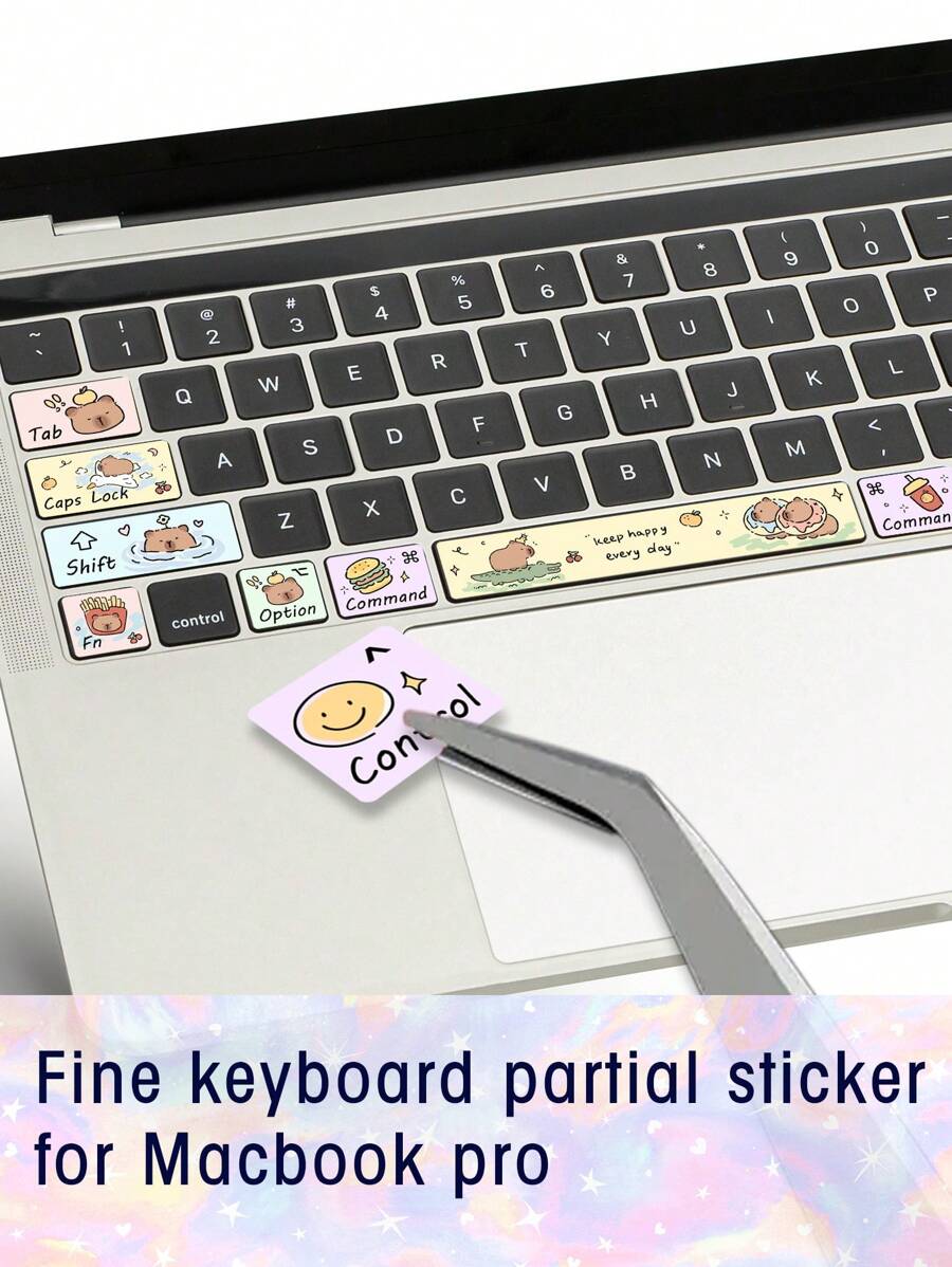 1 set de stickers de clavier rose rêveur et violet - motif mignon d'astronaute de bande dessinée, convient pour les ordinateurs portables Pro13.3 pouces, en matériau PVC jouant le rôle d'embellissement du clavier de l'ordinateur portable anti-rayures, soit à décoller et à coller, soit de 4,72*4,01 pouces