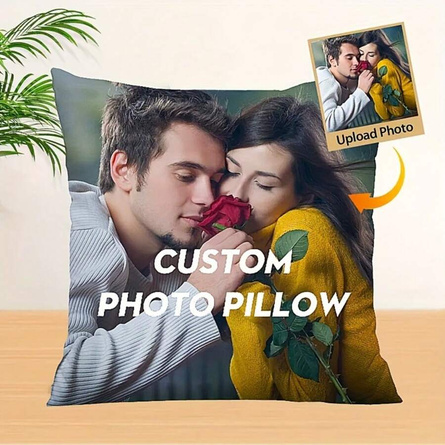 Gepersonaliseerde fotokussenhoes - Gemaakt van zachte pluche stof, machinewasbaar, polyestervezelkussen met rits, geschikt voor alle kamertypes, dubbelzijdige personalisatie