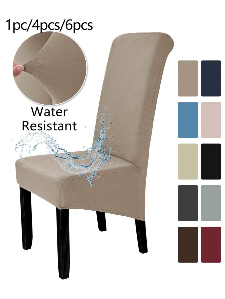 1pc/4pcs/6pcs Spill Proof Stretch Solid Color Silk Milk Dining Chair Covers, Dust Proof Decorative Universal Chair Slipcovers For Restaurants, Living Rooms, Hotels