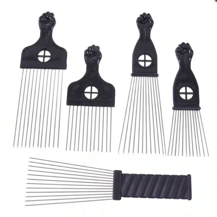1 pièce Peigne afro en métal poing noir, peigne africain, accessoire de coiffure, outil de coiffure (Halloween, costume de fête, déguisement, festival, bandeau, Halloween, rentrée scolaire, accessoires de voyage, accessoires de cheveux pour femmes)