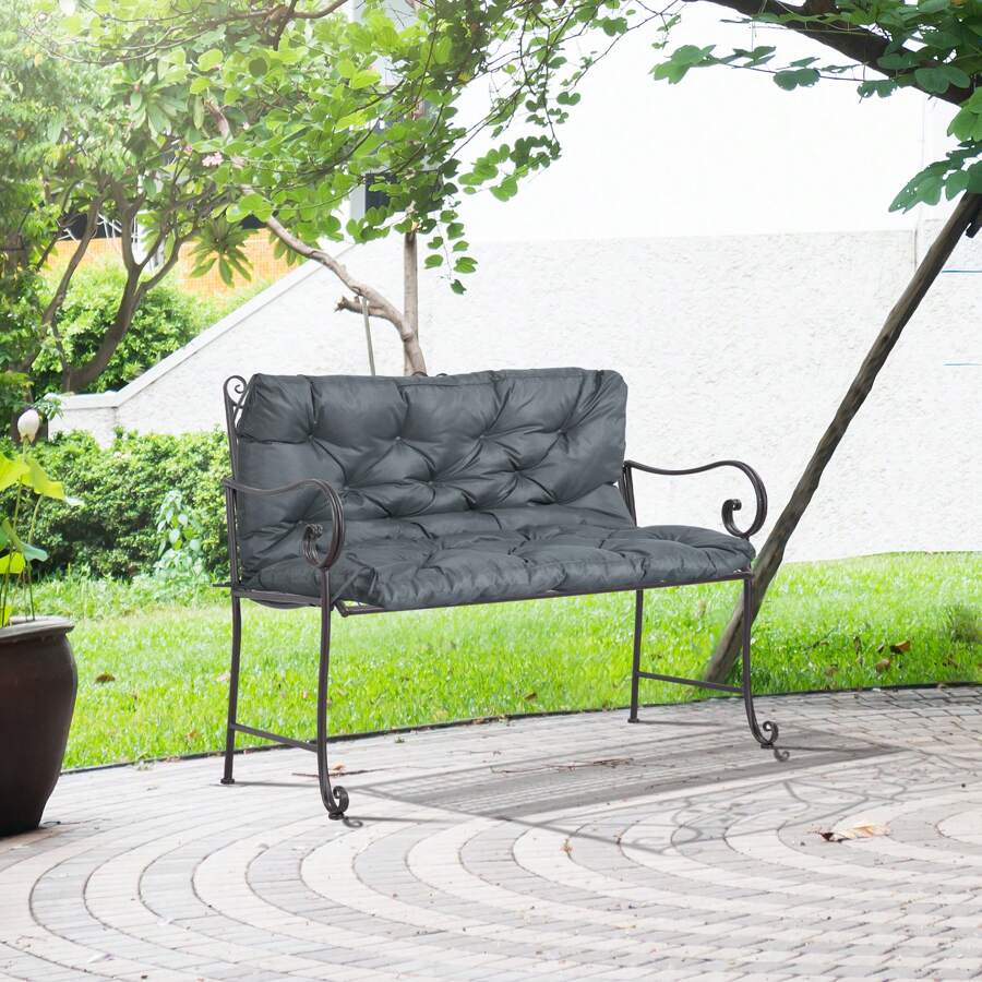 Outsunny Outsunny 2 Seater Bench Cushion, Garden Chair Cushion With Back And Ties For Indoor And Outdoor Use, 98 X 100 Cm