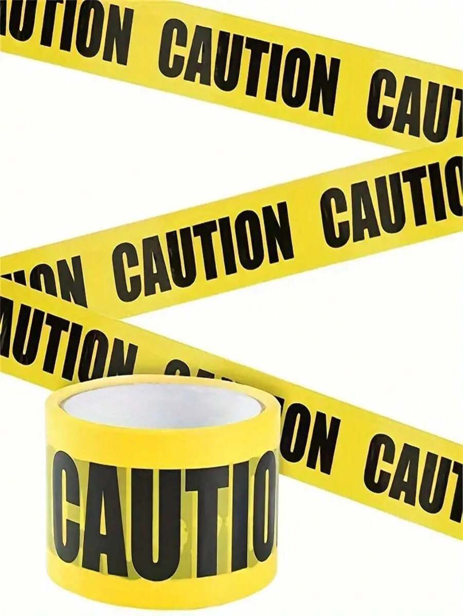 1PC 2500cm Yellow Warning Caution Tape Decorations For Birthday, General Celebration, Party Supplies, Carnivals, Construction Theme Events, Halloween - Non-Electric Polyethylene PE Barrier Tape (2.95in X98 Feet)