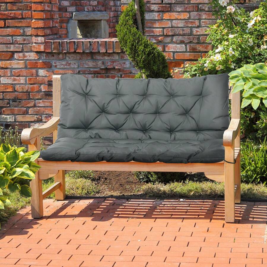 Outsunny Outsunny Garden Bench Cushion, 2 Seater Swing Chair Cushion, Seat Pad With Ties For Indoor And Outdoor Use, 110 X 120 Cm, Dark Grey